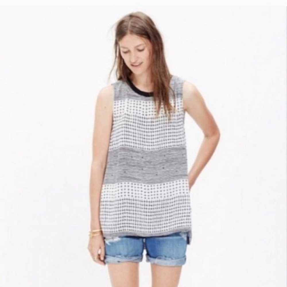 Madewell Refined Striped Tank Top in Hashtag  Size M